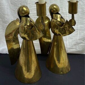 Vintage Copper & Brass Angel Set of 2 Candle Holders (Candles not included)